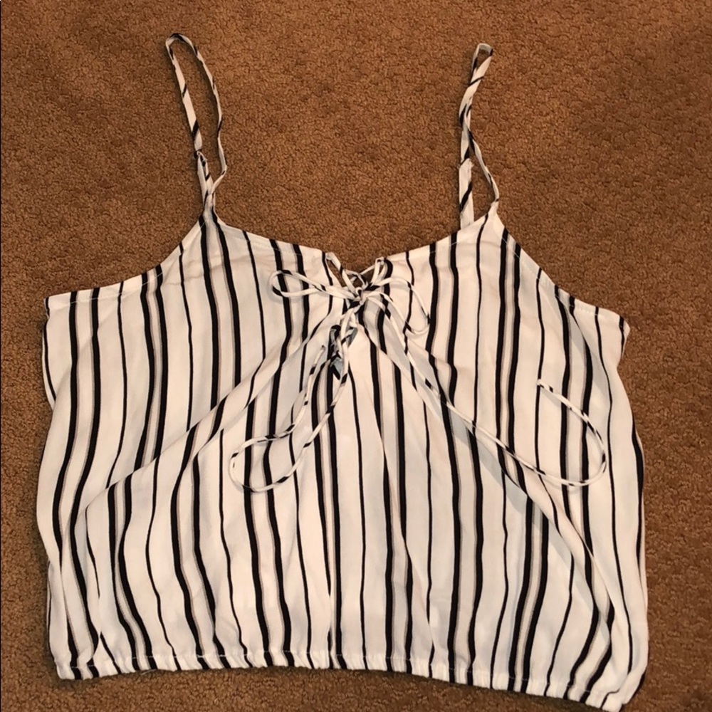 Striped tank top with front tie
